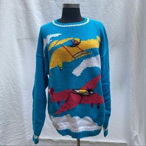 VINTAGE Airplane Sweater with 3D Elements!